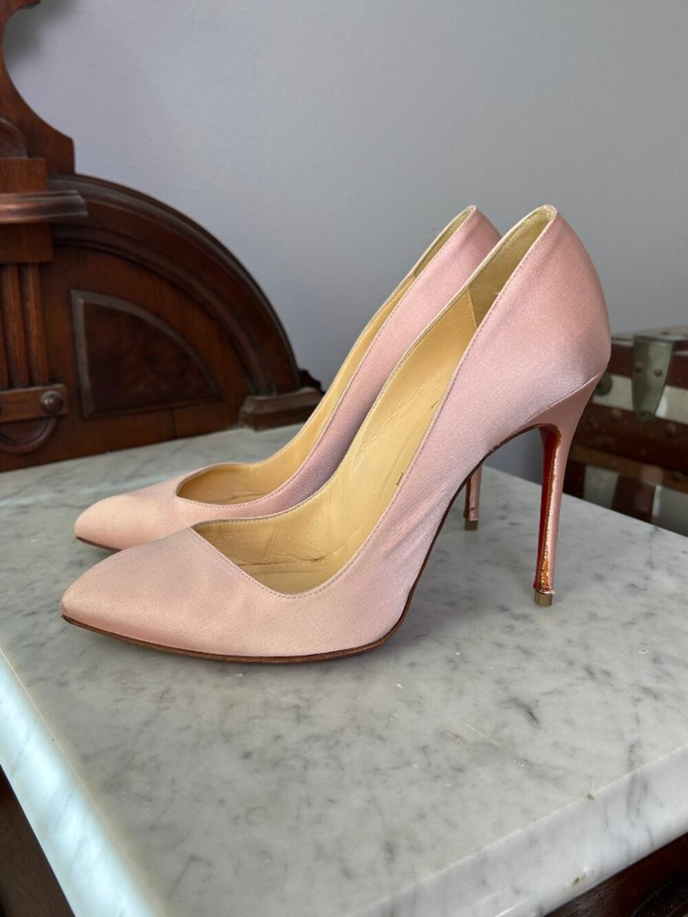 Christian Louboutin Corneille 100 Pink Satin Pumps size 38